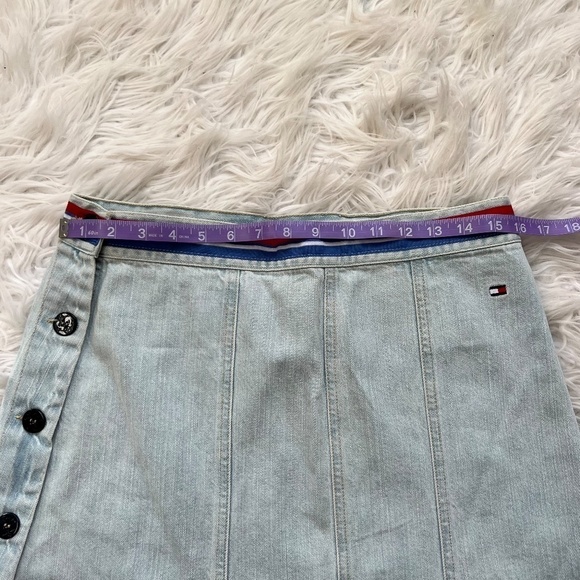 Tommy Hilfiger Light Denim Button Up Skirt Colorful Band Early 2000s size 6 - Picture 3 of 7